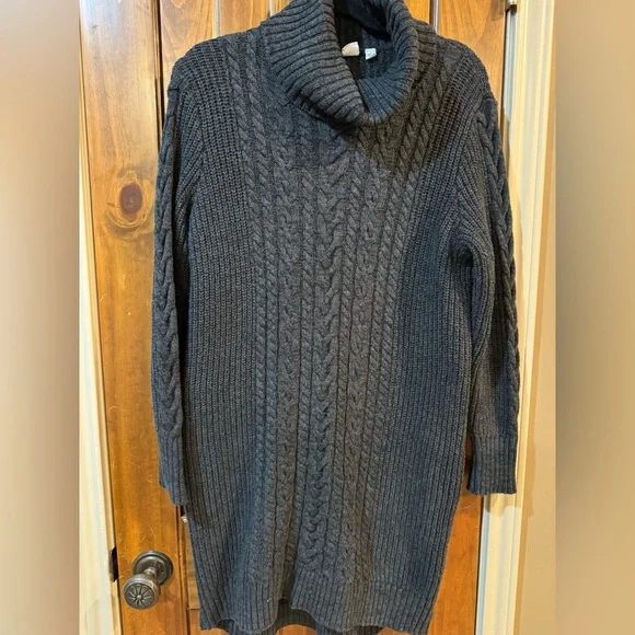 Gap Cozy Cable Knit Gray Sweater Dress - Picture 1 of 2